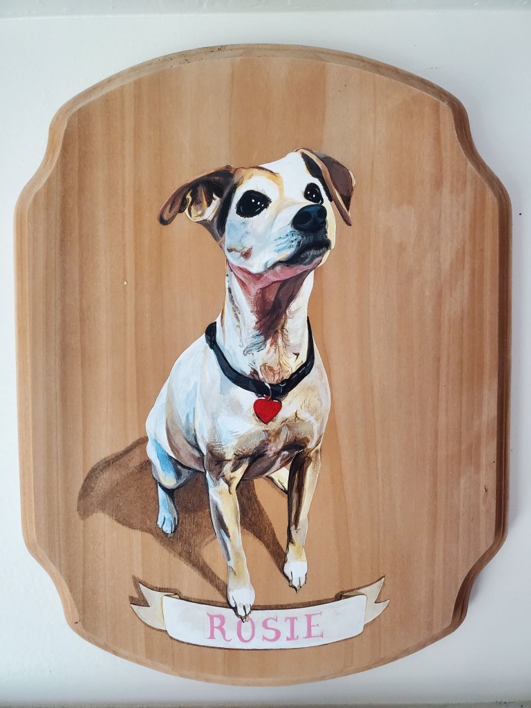 Pet Portrait. Acrylic on wood plaque